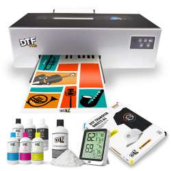 INSPIRE SERIES BUNDLE: Includes the DTFPRO INSPIRE A4 DTF Printer (Direct to Film Printer) including a BI-Directional Roll Feeder, WICS (White Ink Circulation System), White Ink Stirring, Vacuum, RIP Software, Training and Onboarding, 1 Liter DTF ink, 1.7