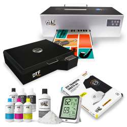 INSPIRE SERIES BUNDLE: Includes the DTFPRO INSPIRE A4 DTF Printer (Direct to Film Printer) including a BI-Directional Roll Feeder, WICS (White Ink Circulation System), White Ink Stirring, Vacuum, RIP Software, Training and Onboarding, 6 Liters DTF ink, 3.